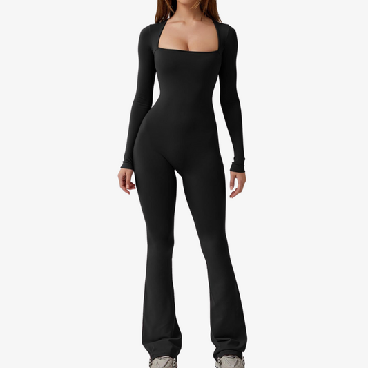 Long Sleeve Flared Jumpsuit