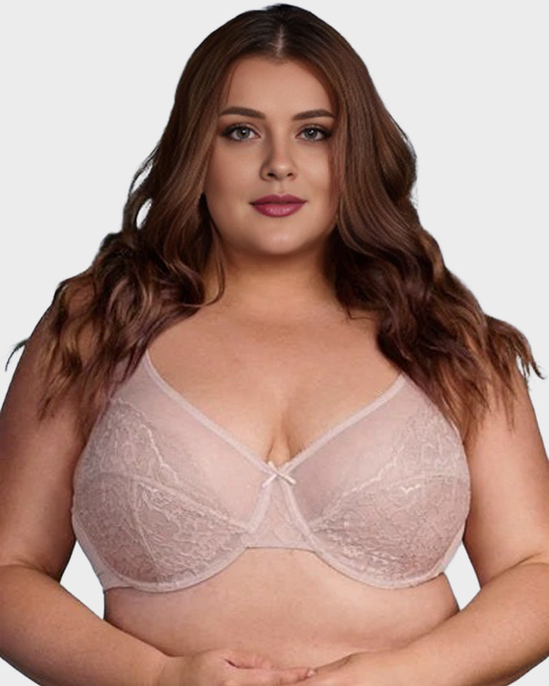 SheCurve®Full Coverage Lace Minimizer Bra - Petal