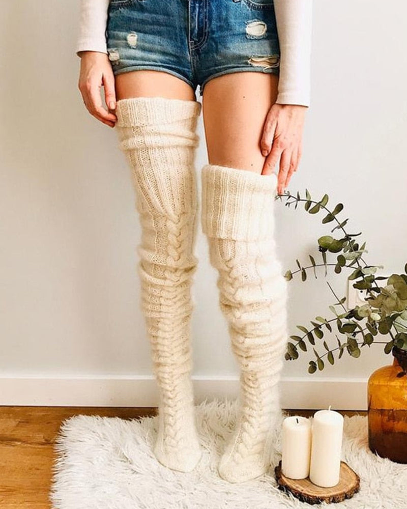 SheCurve®Warm Cable Knit Over-Knee Socks