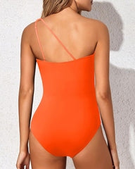 One Shoulder Ruched One Piece Swimsuit