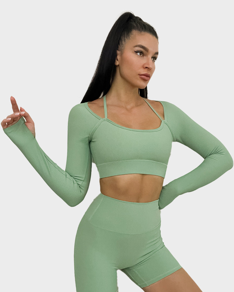 SheCurve®Ribbed Support Active Crop Top