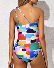 One Shoulder Ruched One Piece Swimsuit