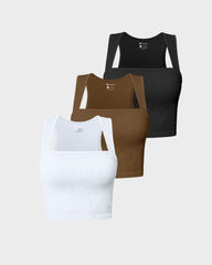 SheCurve® Basic Knit Crop Tank Tops