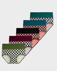 5-Pack Checkerboard High-Waisted Cotton Briefs