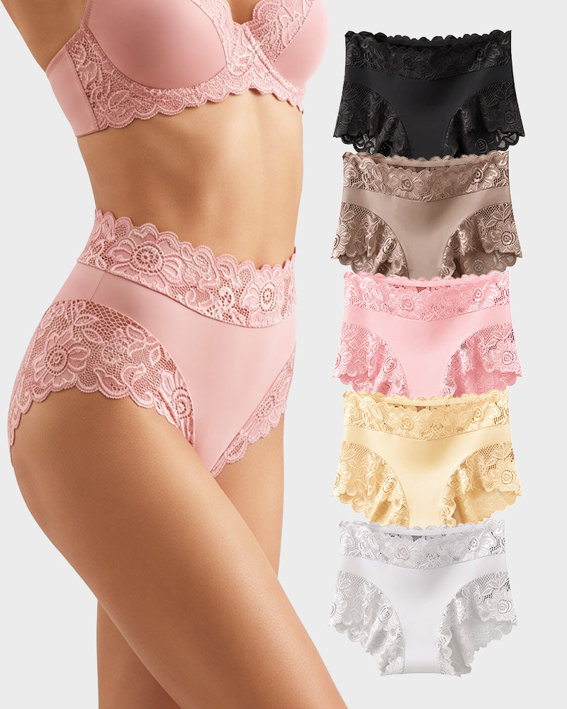 5-Pack Mid-Waist Lace-Trim Panties