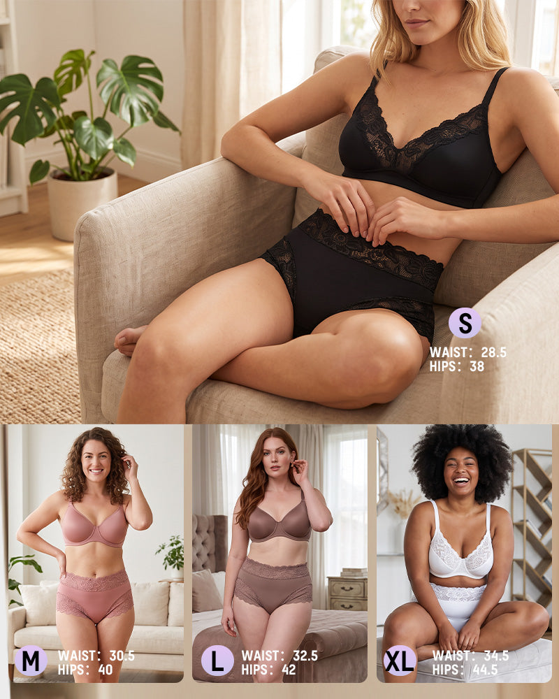 5-Pack Mid-Waist Lace-Trim Panties