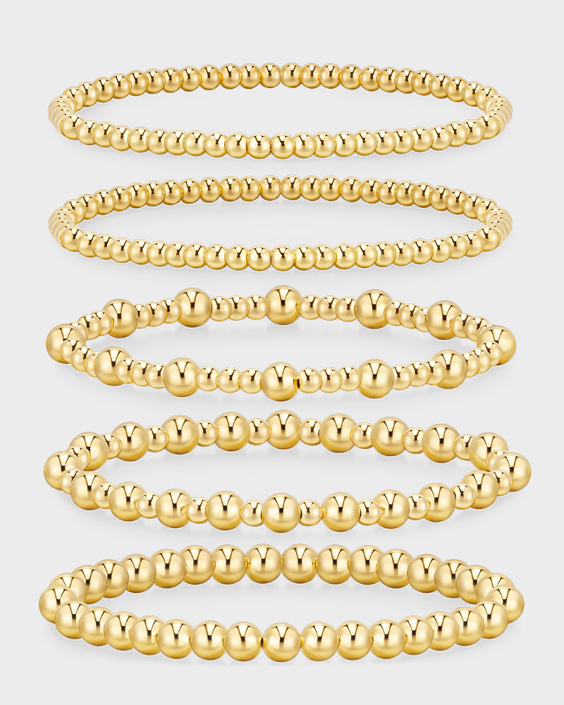 5-Piece Waterproof Beaded Stretch Bracelet Set