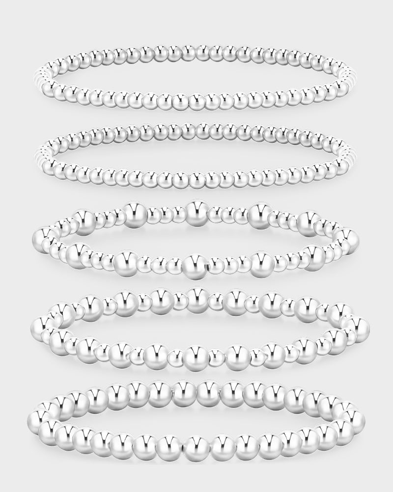 5-Piece Waterproof Beaded Stretch Bracelet Set