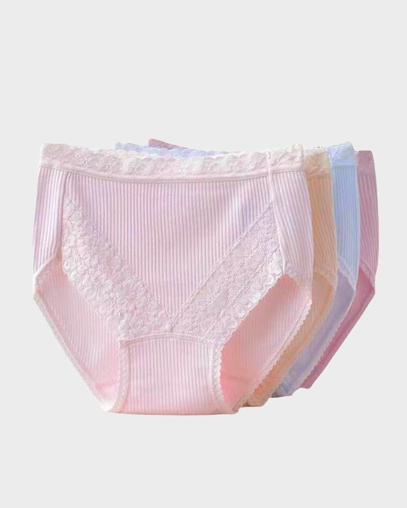 SheCurve® Lace Stitching Ribbed Panties