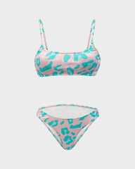 Ribbed Floral Print Balconette Bikini Set