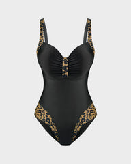 Chic Leopard Accent One-Piece Swimsuit