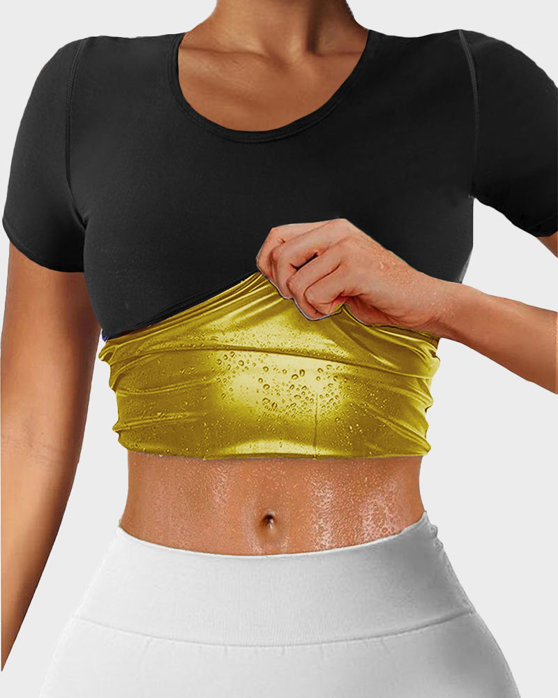 SheCurve® Short Sleeve Sauna Sweat Shirt