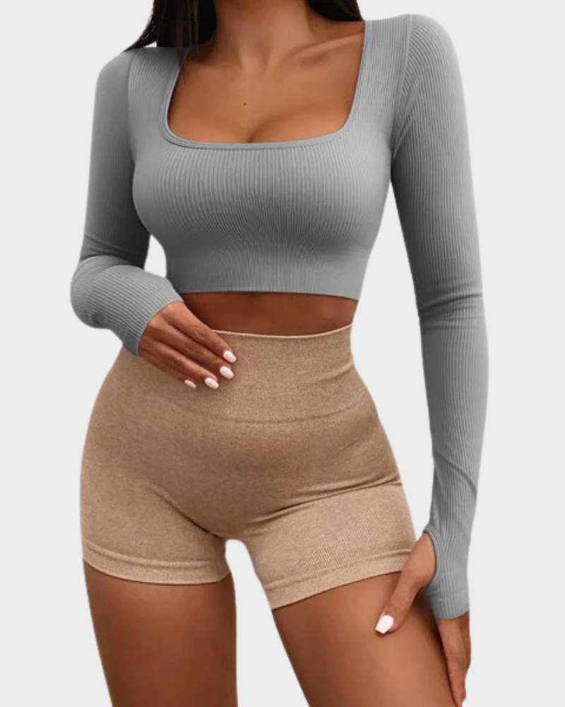 SheCurve® Seamless Exercise Long Sleeve Crop Tops