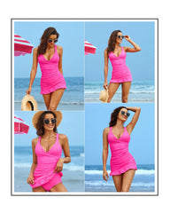 Deep V Cross-Back Ruched One-Piece Swimsuit