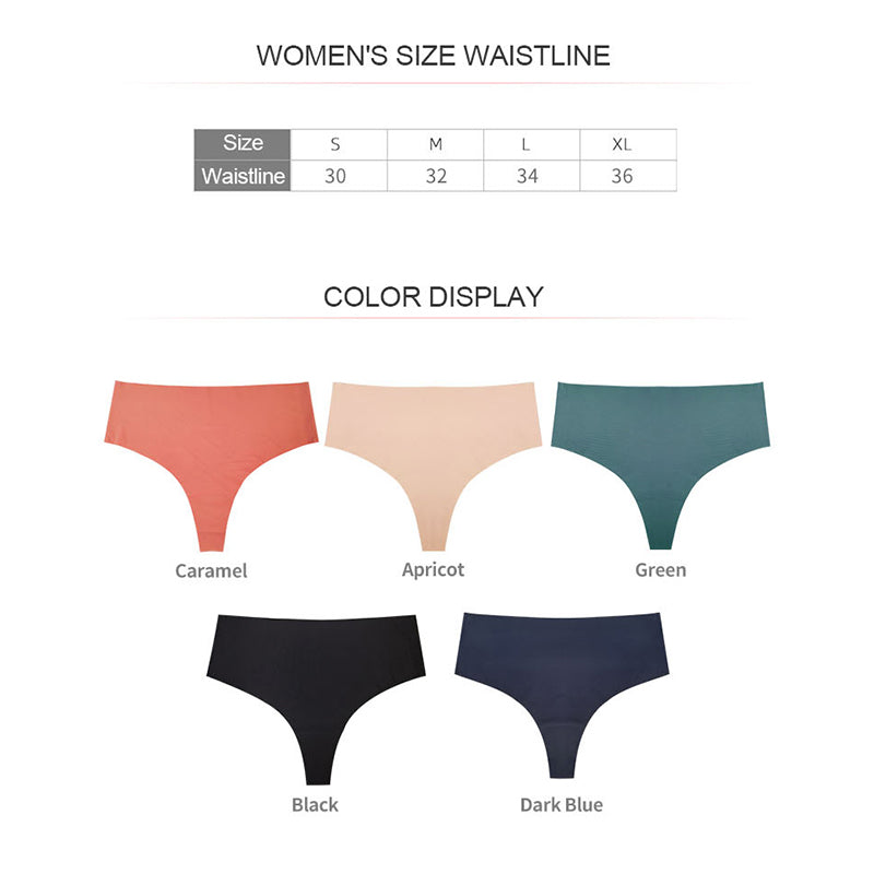 SheCurve®Women's Seamless Solid Color Drop Waist Thong 5-Pack