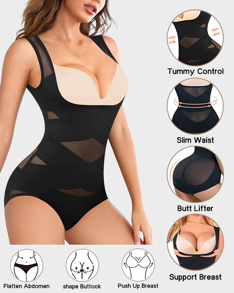 SheCurve®Open Bust Cross Compression Body Shaper