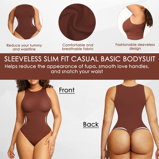 SheCurve® Crew Neck Sleeveless Sculpting Bodysuit Shapewear