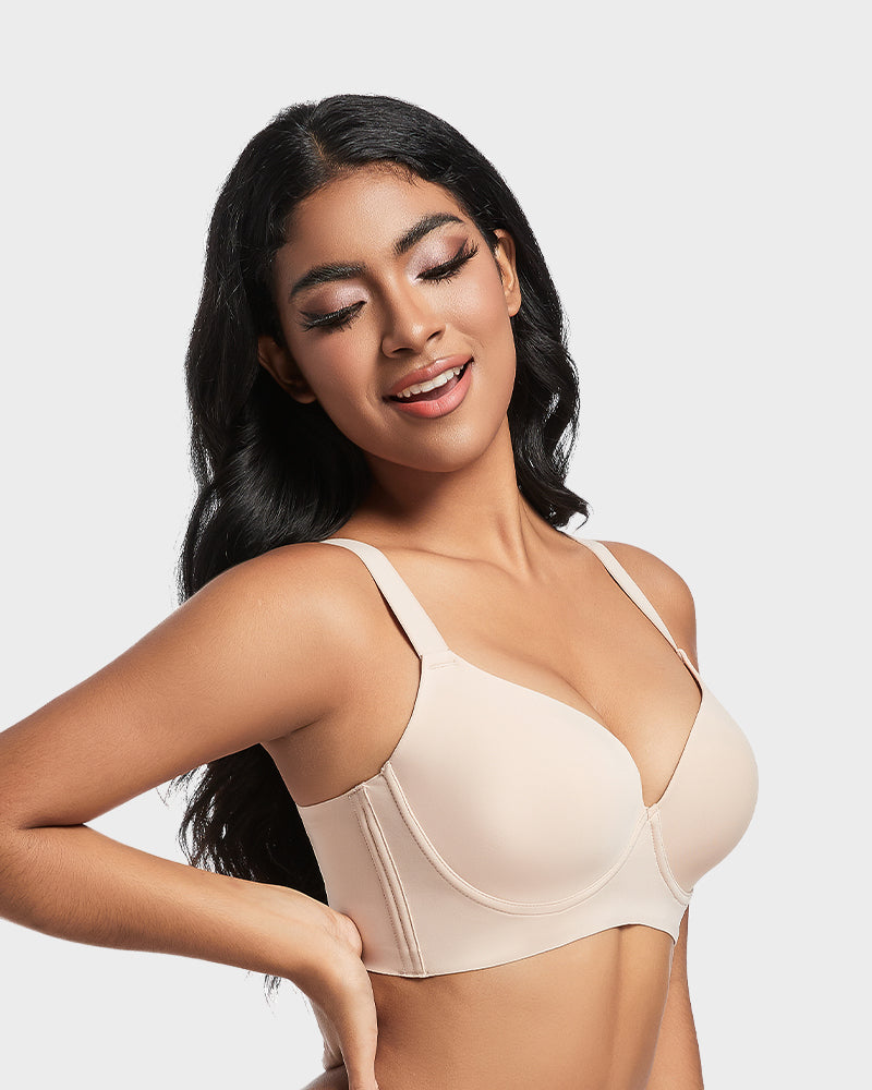 SheCurve®Back Smoothing Push-Up Plunge Bra - Skin