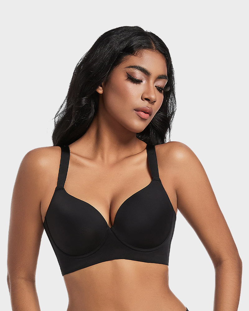 SheCurve®Back Smoothing Push-Up Plunge Bra - Black