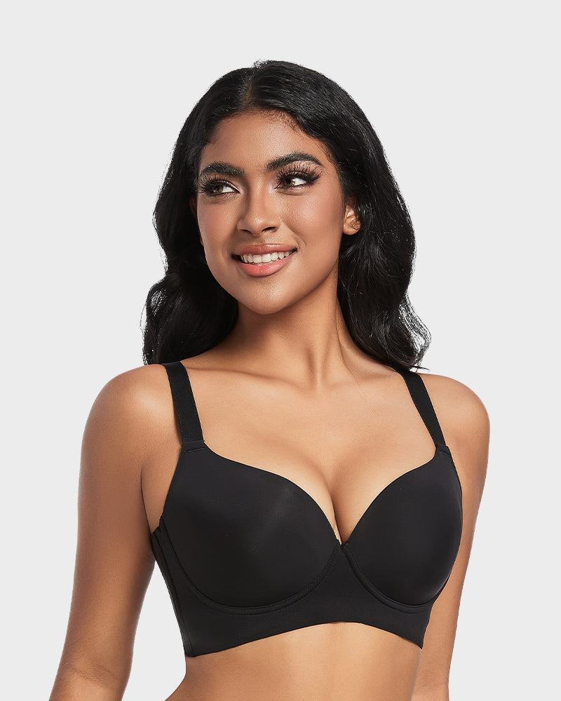 SheCurve®Back Smoothing Push-Up Plunge Bra - Black