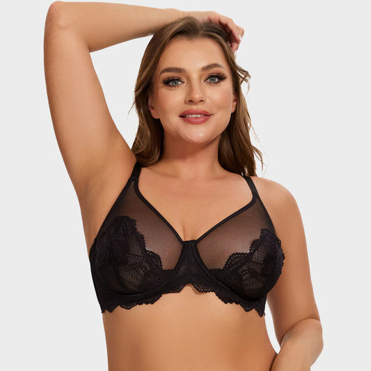 SheCurve®Full Coverage Lace Minimizer Bra - Mermaid-Black