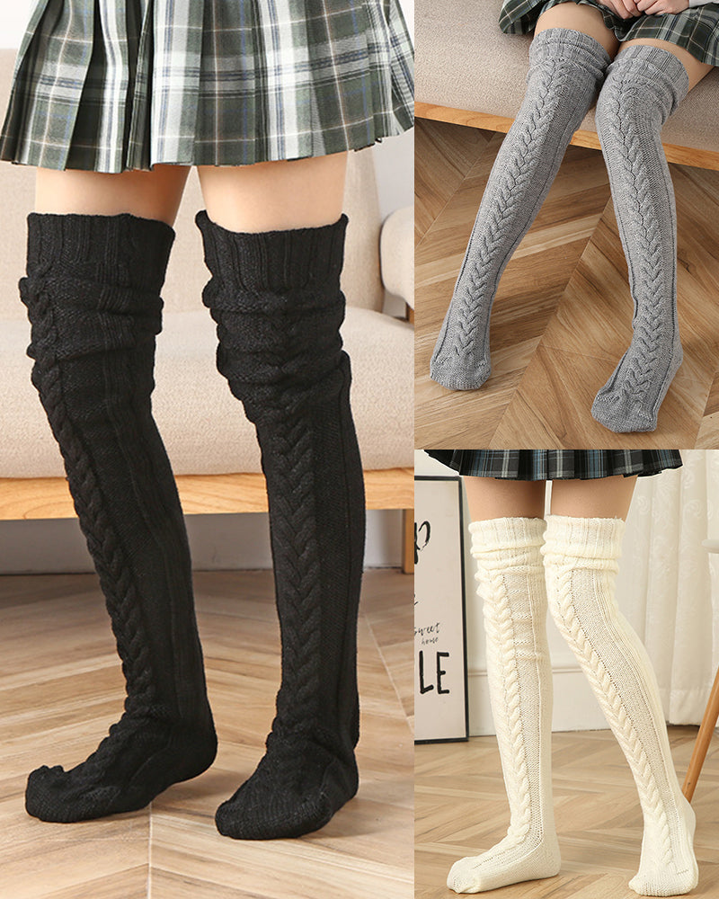 SheCurve®Warm Cable Knit Over-Knee Socks