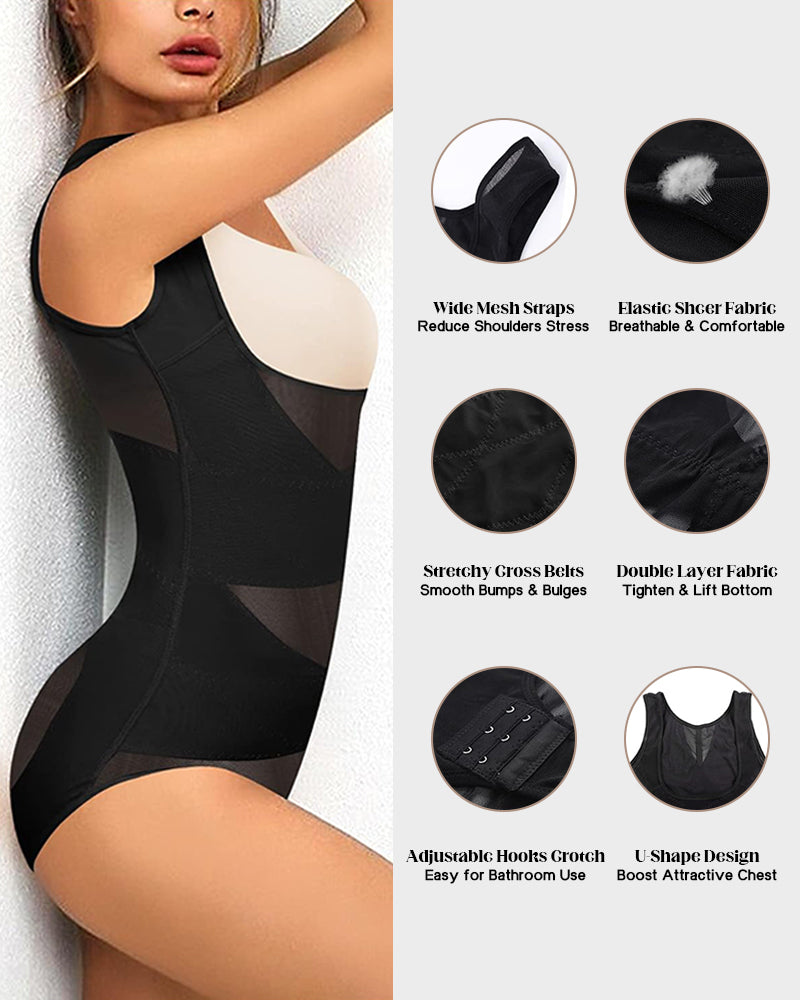 SheCurve®Open Bust Cross Compression Body Shaper