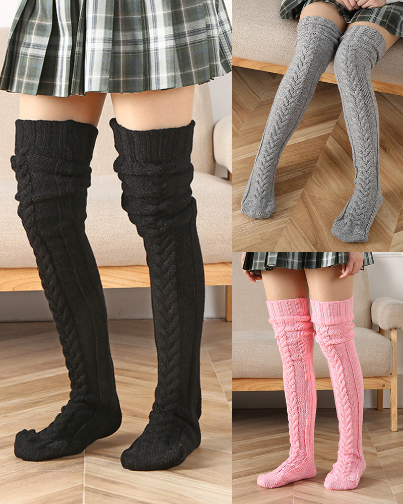 SheCurve®Warm Cable Knit Over-Knee Socks