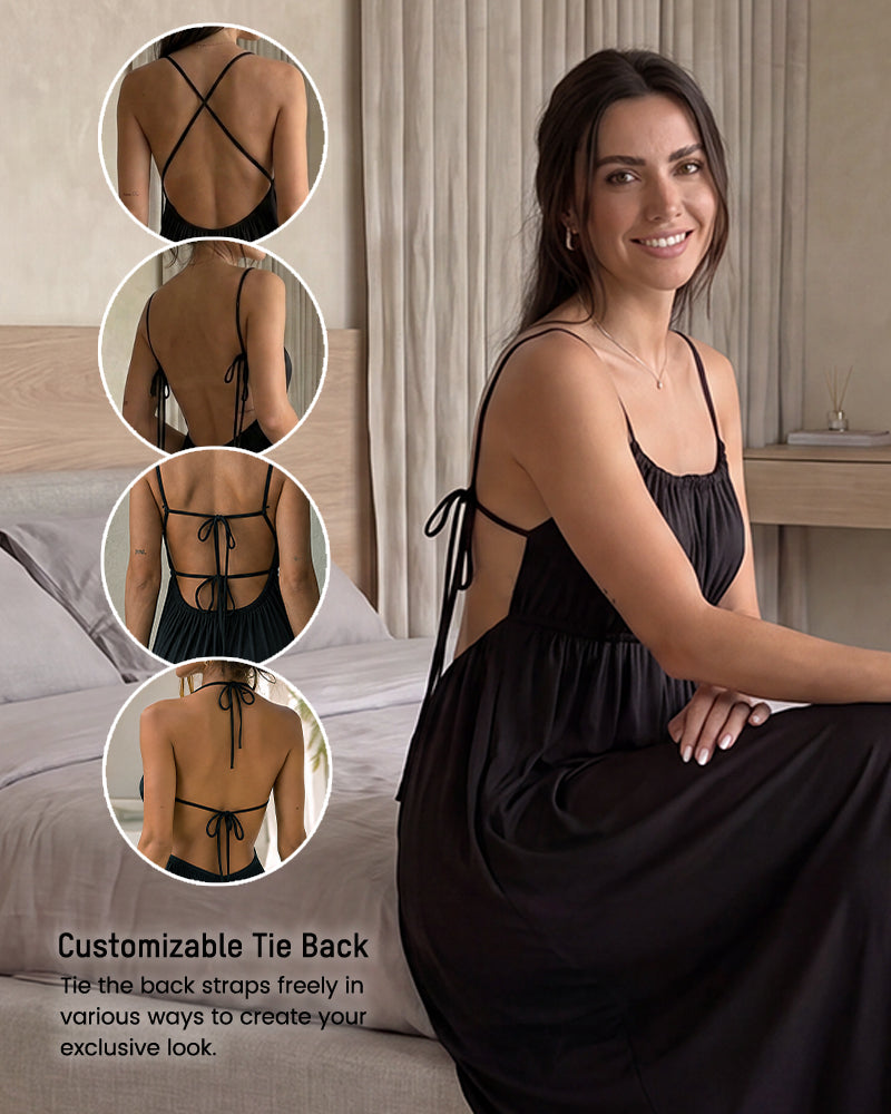 Backless Drawstring Maxi Cami Dress