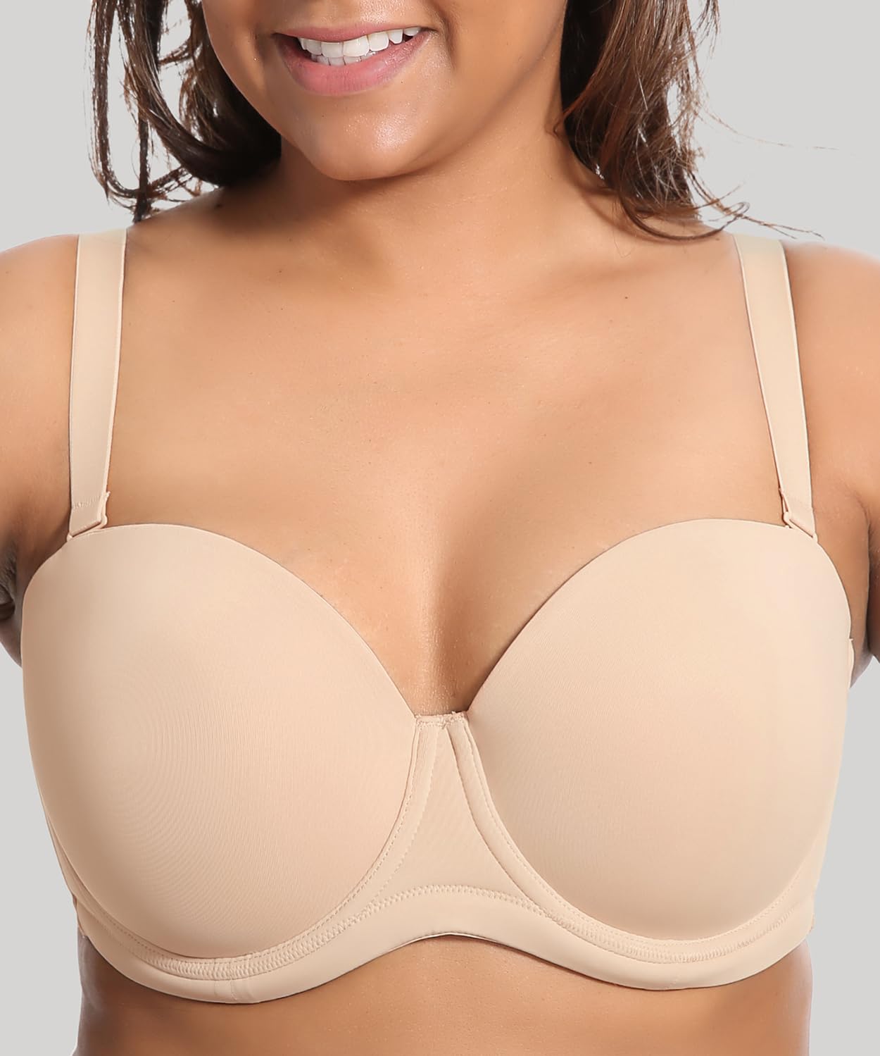 SheCurve® Women's Underwire Contour Multiway Full Coverage Strapless Bra Plus Size