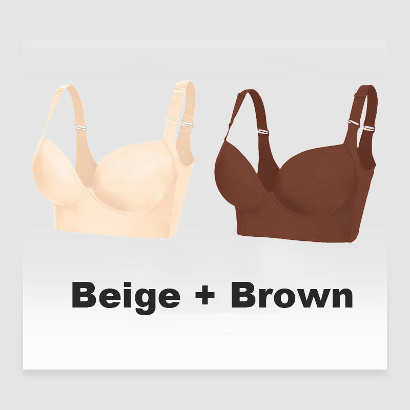 SheCurve®Push-Up Back Smoothing Bra-Brown+Beige (2 PACK）