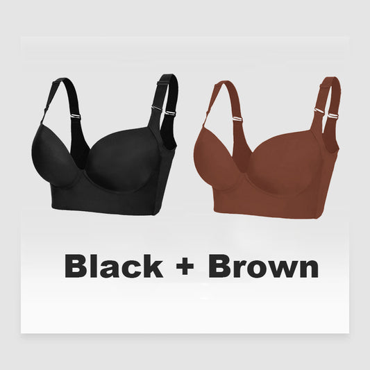 SheCurve® Full-Coverage Back Smoothing Bra- Black+Brown (2 Pack)