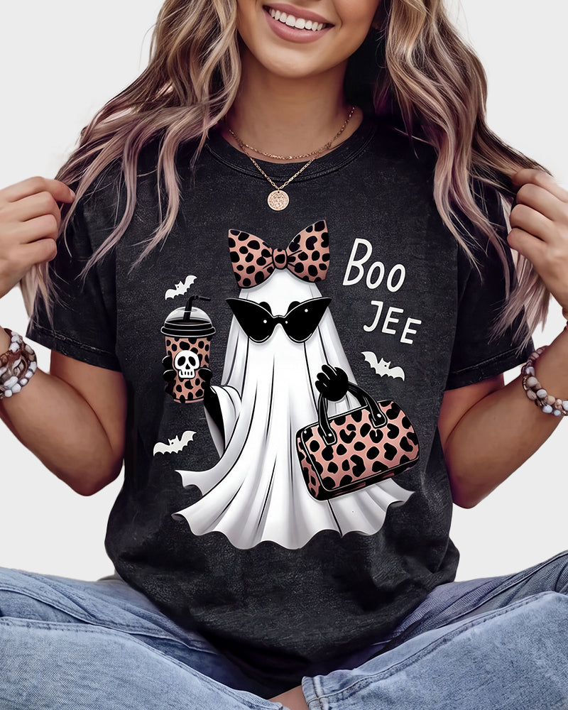 Boo-Jee Leopard Ghost Graphic T-Shirt