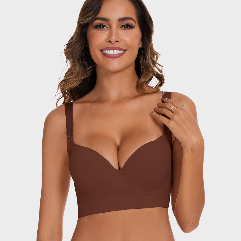 SheCurve®Full-Coverage Back Smoothing Bra-Brown+Beige (2 PACK）