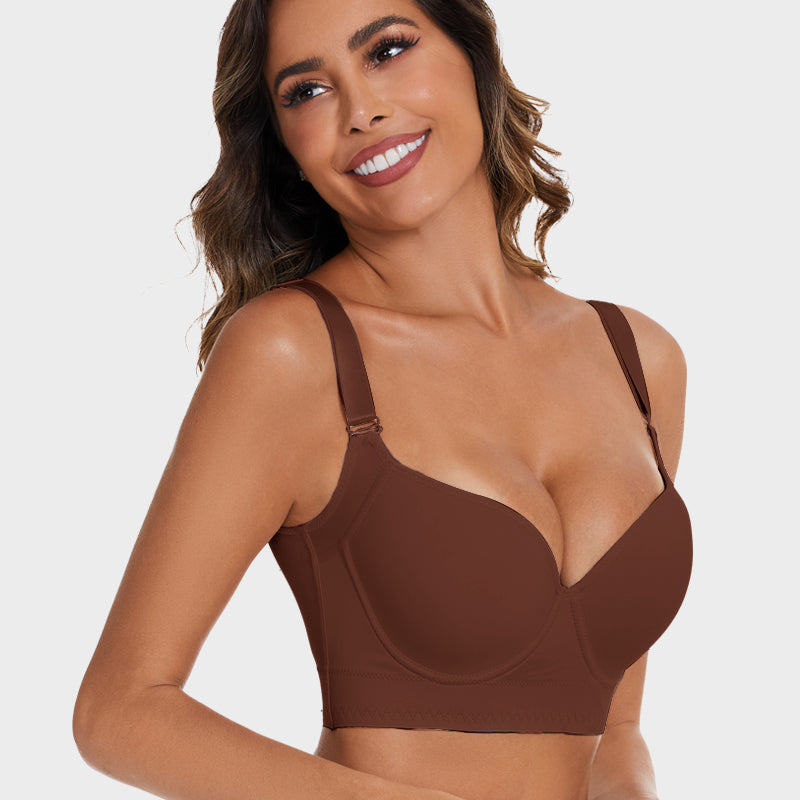 SheCurve®Push-Up Back Smoothing Bra-Brown+Beige (2 PACK）