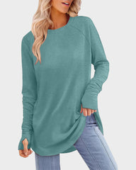 Casual Thumbhole Long Sleeve Top