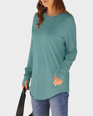 Casual Thumbhole Long Sleeve Top