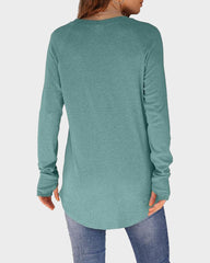 Casual Thumbhole Long Sleeve Top