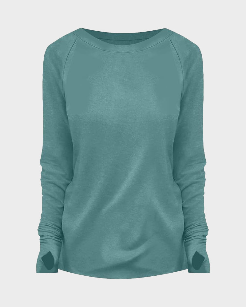 Casual Thumbhole Long Sleeve Top