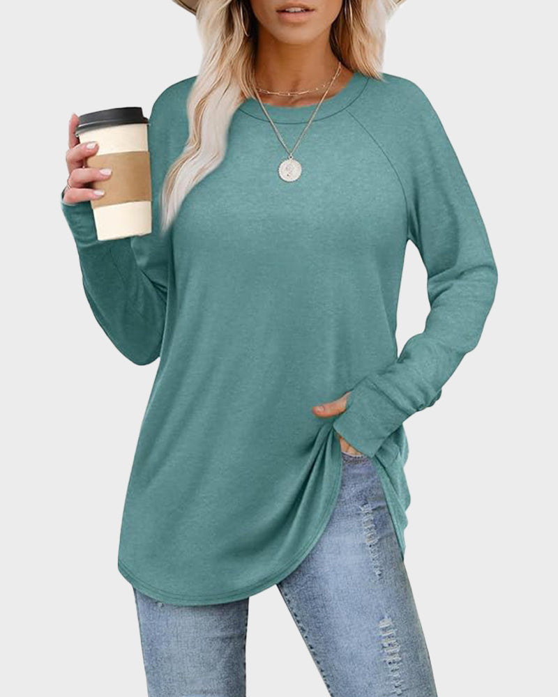 Casual Thumbhole Long Sleeve Top