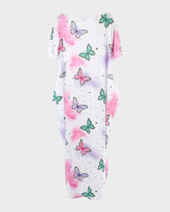 Casual Printed Short Sleeve Pocket Maxi Dress