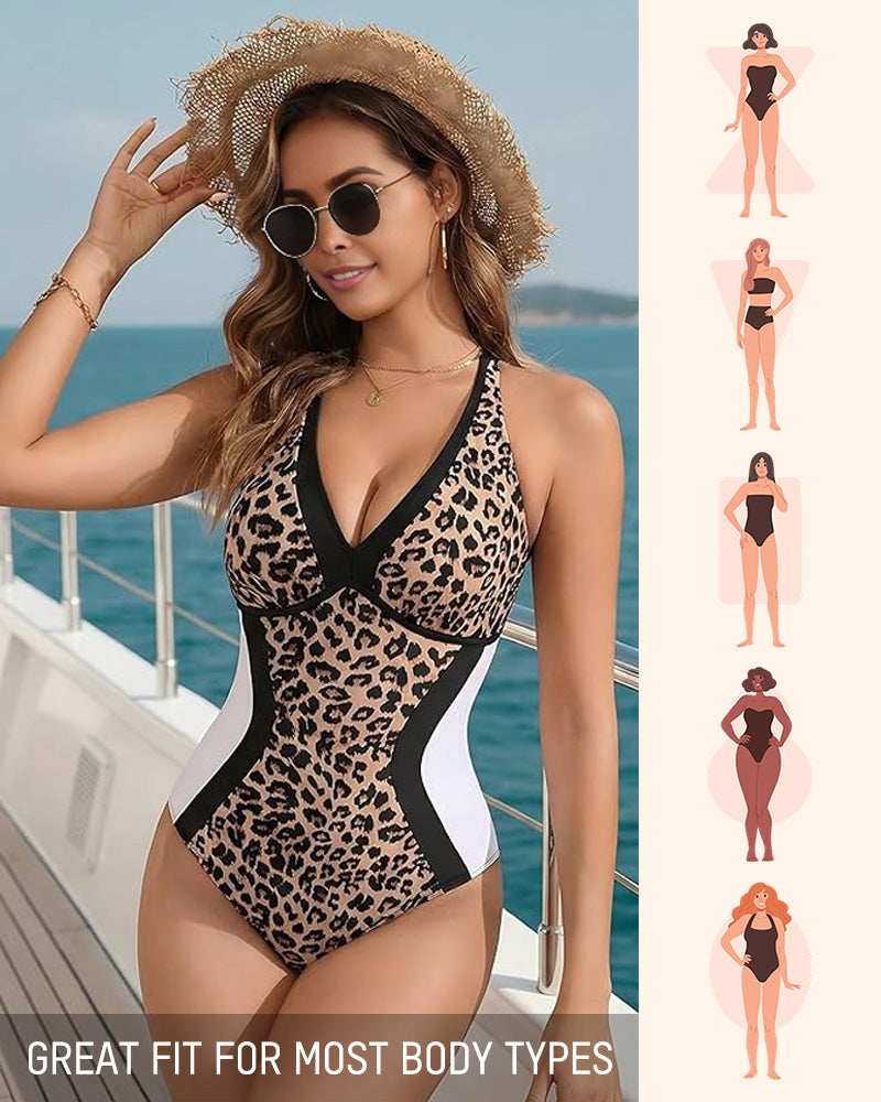 Color Block Tummy Control One-Piece Swimsuit