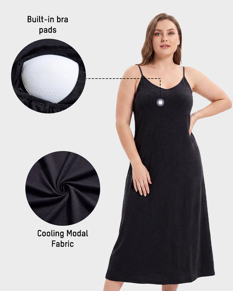 Cooling Modal Sleep Dress with Built-In Pads & Pockets