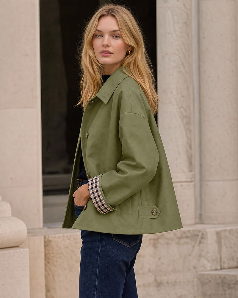 Cropped Water-Repellent Classic Trench Jacket