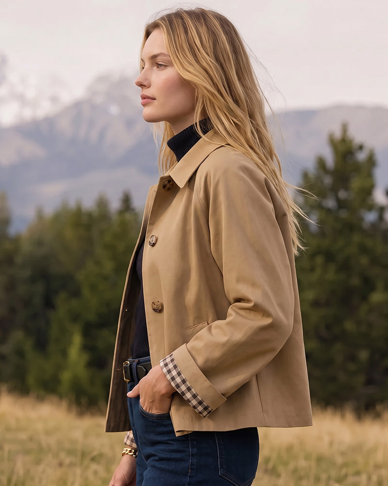 Cropped Water-Repellent Classic Trench Jacket