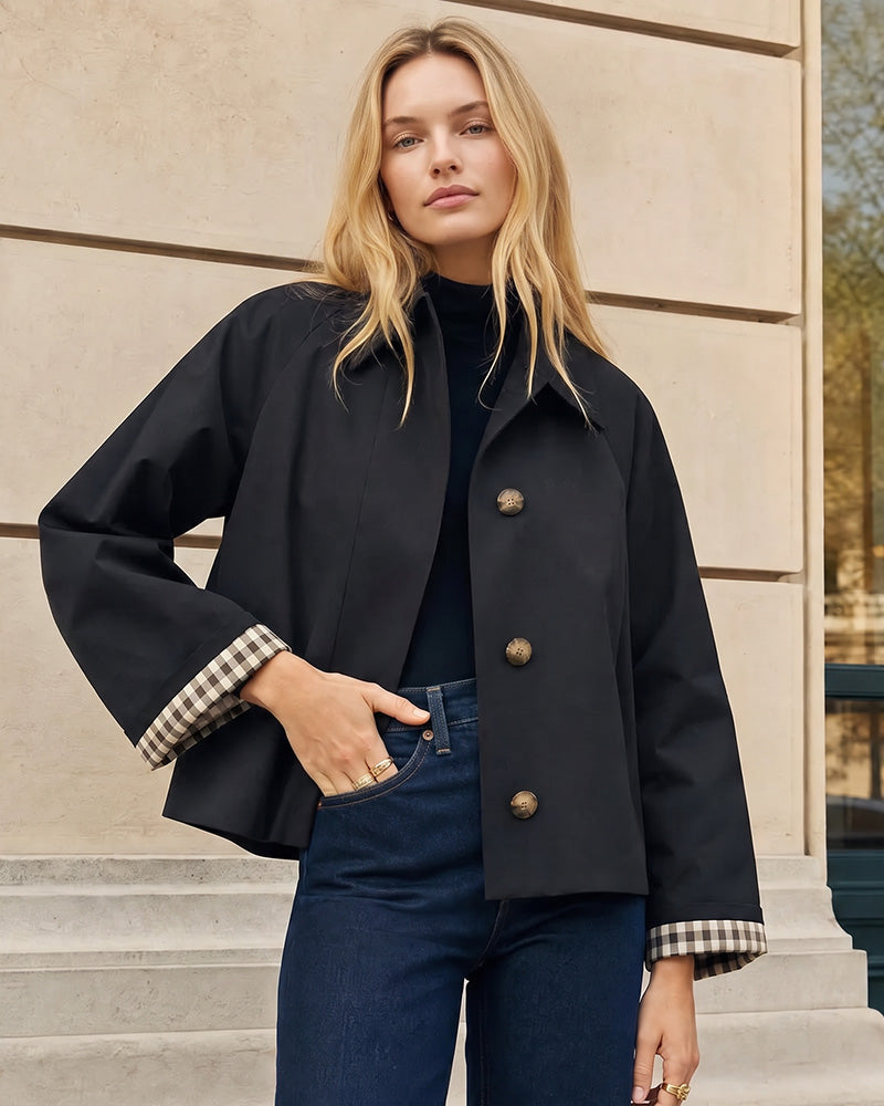 Cropped Water-Repellent Classic Trench Jacket