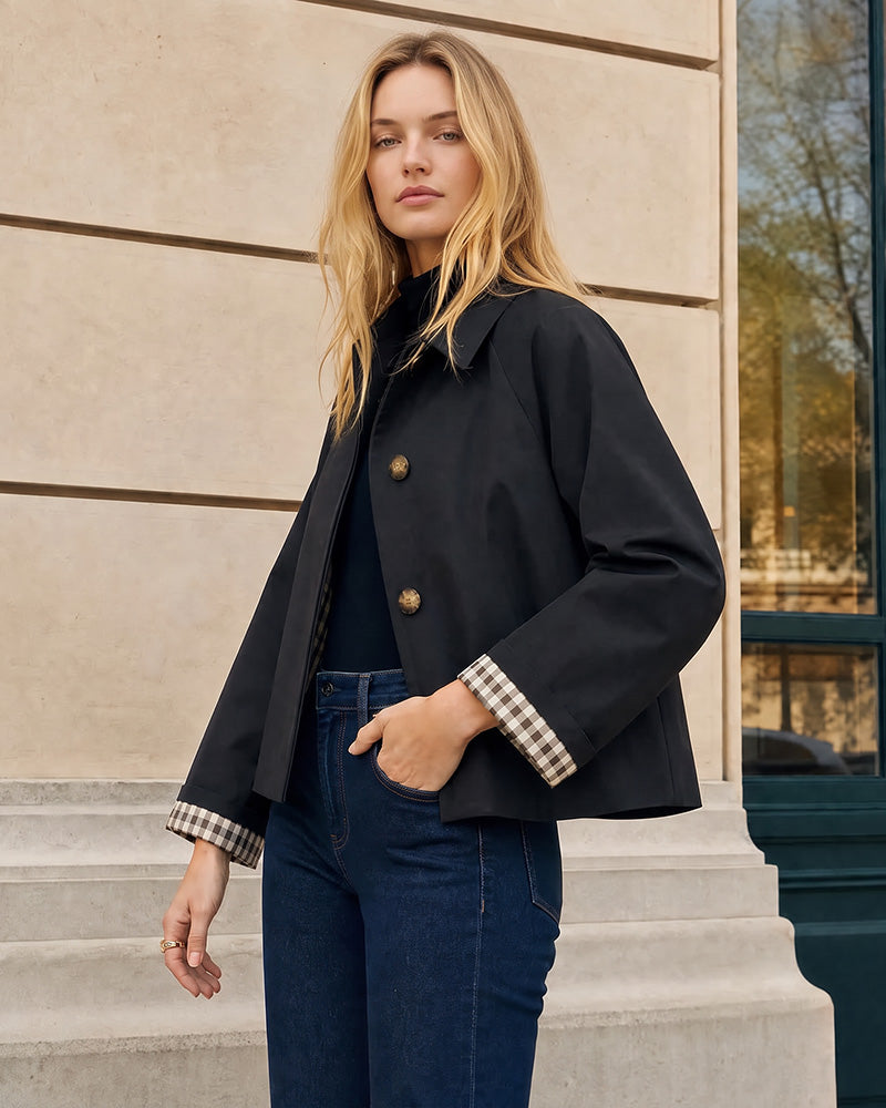 Cropped Water-Repellent Classic Trench Jacket