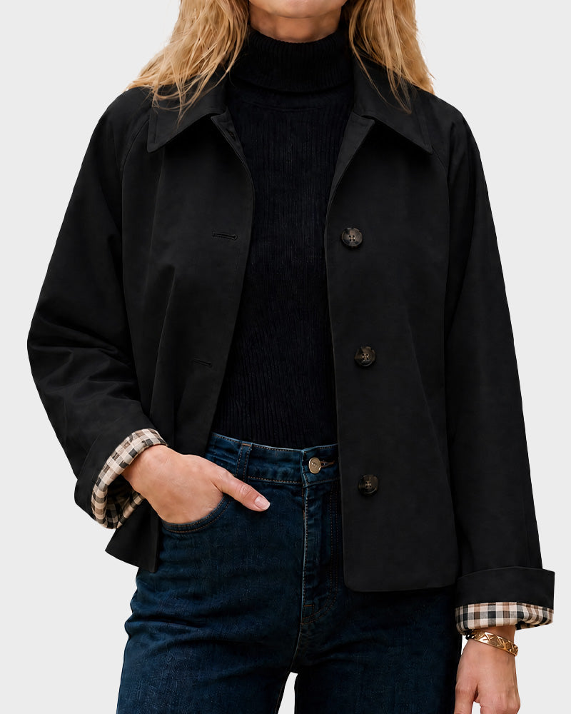 Cropped Water-Repellent Classic Trench Jacket