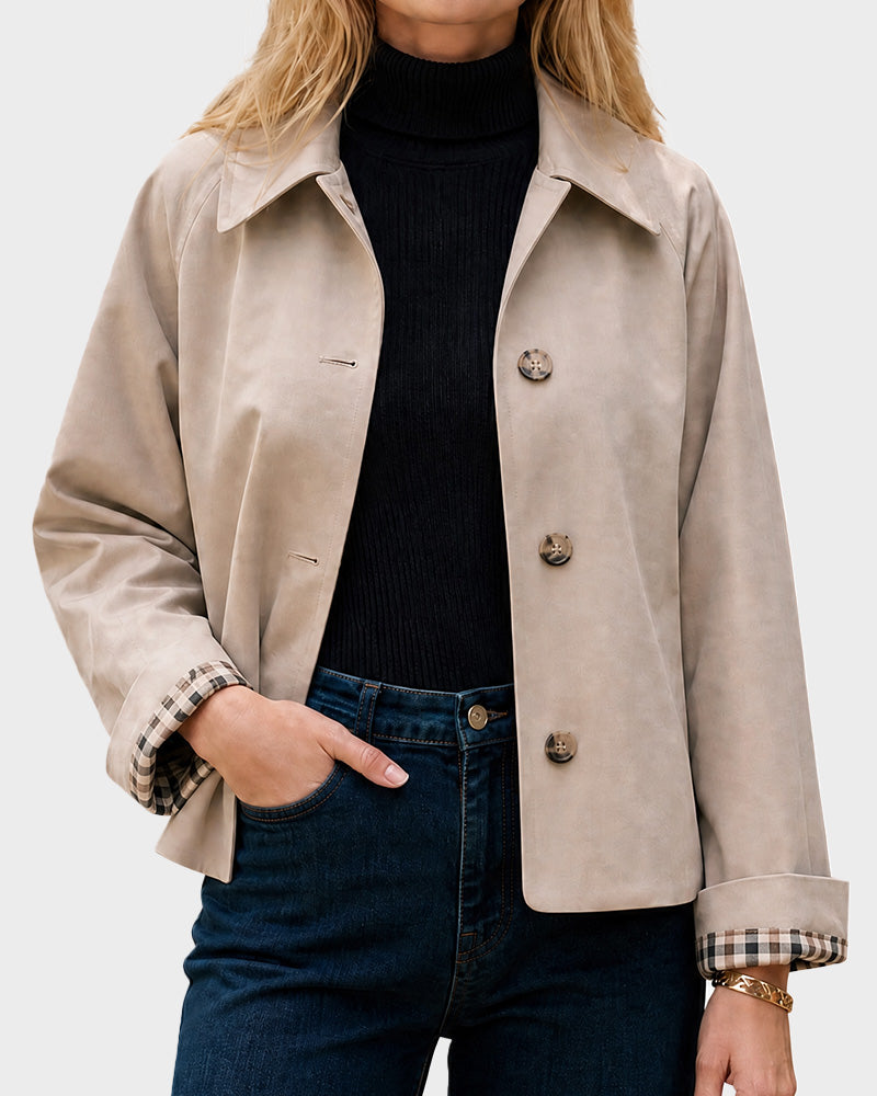 Cropped Water-Repellent Classic Trench Jacket