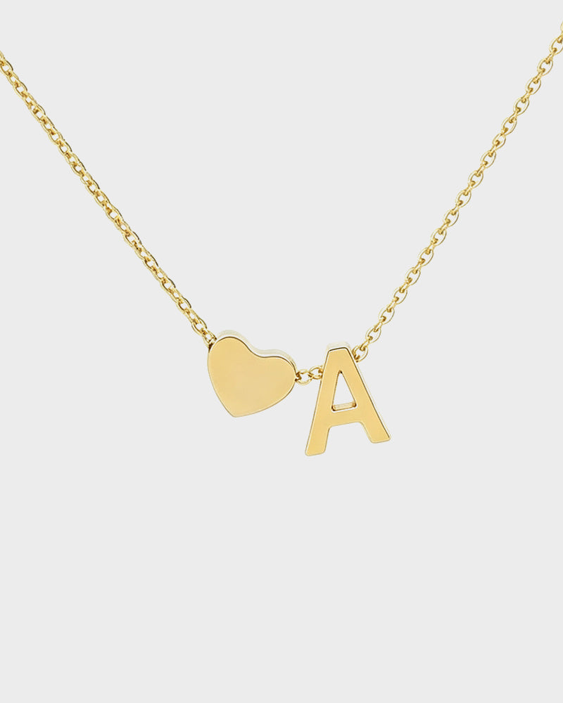 Dainty Heart Initial Necklace